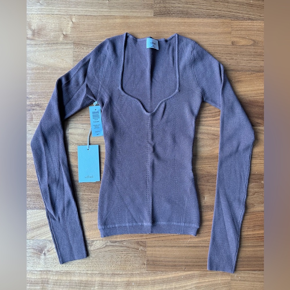 Aritzia Wilfred Tuscany Sweater, Caramelized Walnut, Size 2XS.